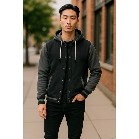 NWT! Mitchell & Ness Men's Hooded Varsity Jacket Full Snap - Size Medium - Picture 2 of 7